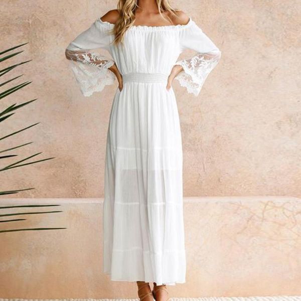 women's swimwear female strapless long sleeve sundress white beach dress summer loose off shoulder lace boho maxi feme, White;black
women's swimwear female strapless long sleeve sundress white beach dress summer loose off shoulder lace boho maxi feme, White;black
