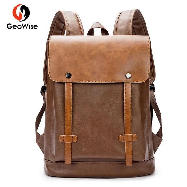 backpack vintage style men pu leather mens waterproof male college high school shoulder bag double belt
backpack vintage style men pu leather mens waterproof male college high school shoulder bag double belt