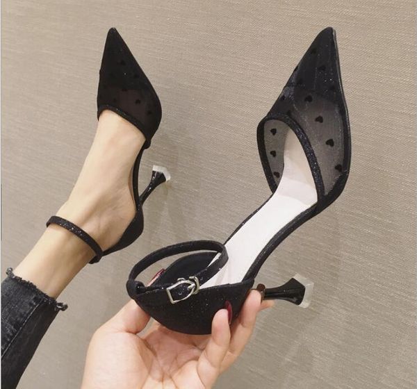 dress shoes sandals women's shallow mesh hollow pointed gentle thin heel summer high heels women sadals, Black
dress shoes sandals women's shallow mesh hollow pointed gentle thin heel summer high heels women sadals, Black