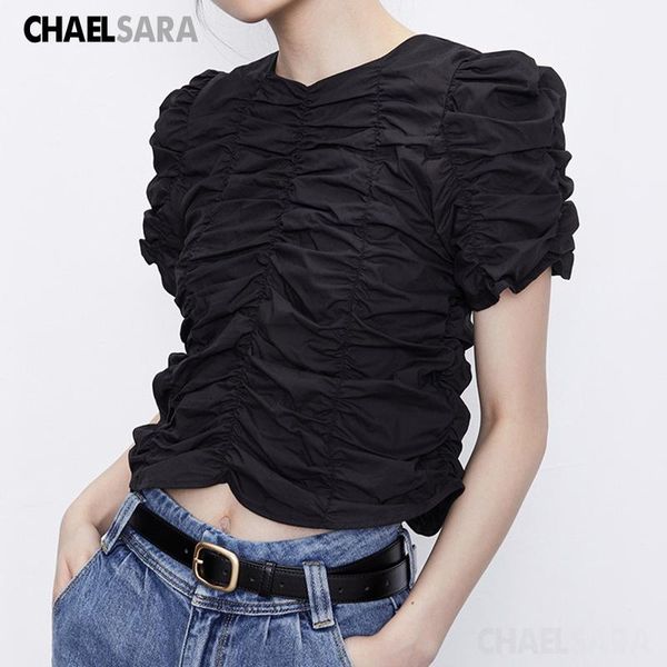 women's blouses & shirts 2021 summer black white folds short women o-neck sleeve solid casual ladies and
women's blouses & shirts 2021 summer black white folds short women o-neck sleeve solid casual ladies and