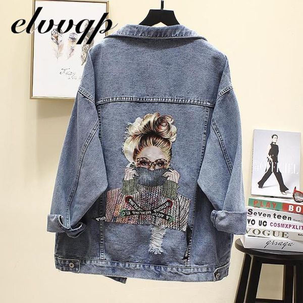 plus size 2021 autumn women vintage streetwear punk style jean jacket funny cartoon print long denim women's jackets, Black;brown
plus size 2021 autumn women vintage streetwear punk style jean jacket funny cartoon print long denim women's jackets, Black;brown