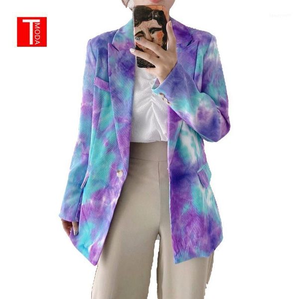 women 2021 fashion single button tie-dye print purple blazer coat vintage long sleeve pockets female outerwear chic women's suits & bla, White;black
women 2021 fashion single button tie-dye print purple blazer coat vintage long sleeve pockets female outerwear chic women's suits & bla, White;black
