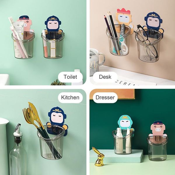 storage boxes & bins punch-box adhesive wall-mounted toothbrush holder with cute bear patch drainage holes for bathroom kitchen shelf
storage boxes & bins punch-box adhesive wall-mounted toothbrush holder with cute bear patch drainage holes for bathroom kitchen shelf