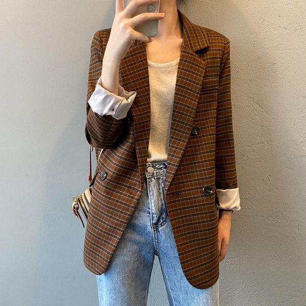 women's suits & blazers cmaz 2021 women autumn blazer plaid jacket for 7989#, White;black
women's suits & blazers cmaz 2021 women autumn blazer plaid jacket for 7989#, White;black