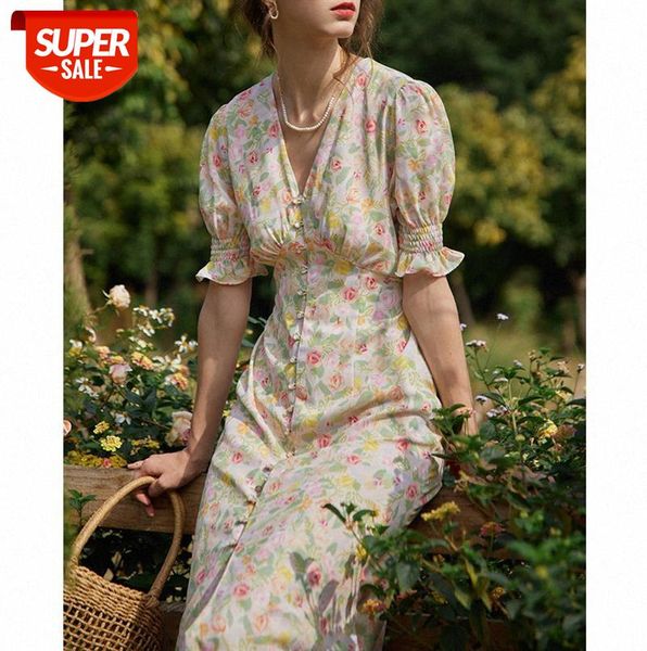 floral dress female long v-neck waist strap french retro gentle tea break #e794, Black;gray
floral dress female long v-neck waist strap french retro gentle tea break #e794, Black;gray