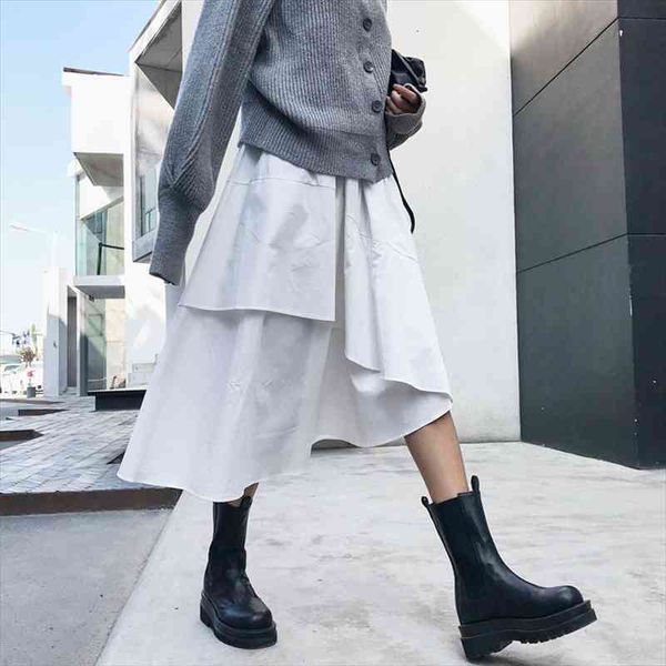plain white irregular double-layers midi skirts womens streetwear solid casual loose elastic high waist ruffles skirt, Black
plain white irregular double-layers midi skirts womens streetwear solid casual loose elastic high waist ruffles skirt, Black