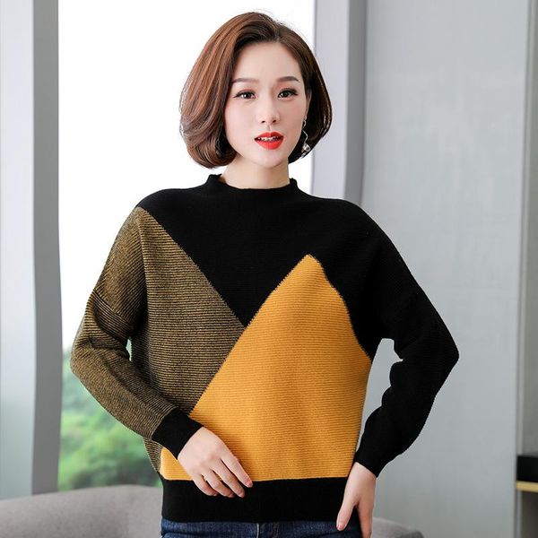 women's sweaters 2021 winter loose female sweater ladies elegant stitching casual warm fashion women, White;black
women's sweaters 2021 winter loose female sweater ladies elegant stitching casual warm fashion women, White;black