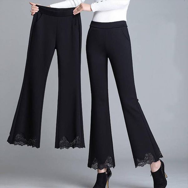 bell bottom lace korean style women capri stretch slimming mom black cropped trousers, Black;white
bell bottom lace korean style women capri stretch slimming mom black cropped trousers, Black;white