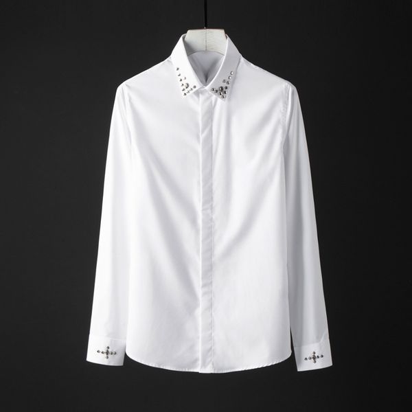 tee shirt shirt brand business men's shirt cotton shirts men casual long sleeve slim chemise homme cz skull collar, White;black
tee shirt shirt brand business men's shirt cotton shirts men casual long sleeve slim chemise homme cz skull collar, White;black