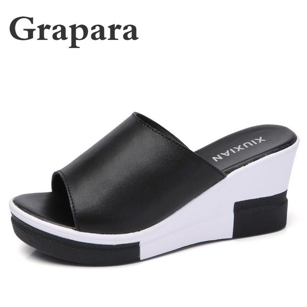 slippers summer women shoes woman platform female slides leather wedges high heels casual ladies grapara, Black
slippers summer women shoes woman platform female slides leather wedges high heels casual ladies grapara, Black