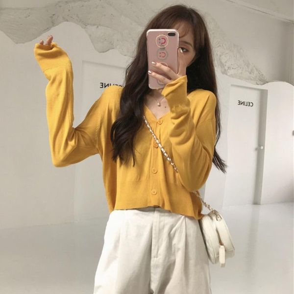 women's t-shirt single breasted knitted cardigans t-shirts solid spring fall fashion brand female long sleeve short sweet v-neck women, White
women's t-shirt single breasted knitted cardigans t-shirts solid spring fall fashion brand female long sleeve short sweet v-neck women, White
