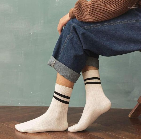 men's socks japanese thick line two bar medium tube simple retro cotton autumn and winter1, Black
men's socks japanese thick line two bar medium tube simple retro cotton autumn and winter1, Black