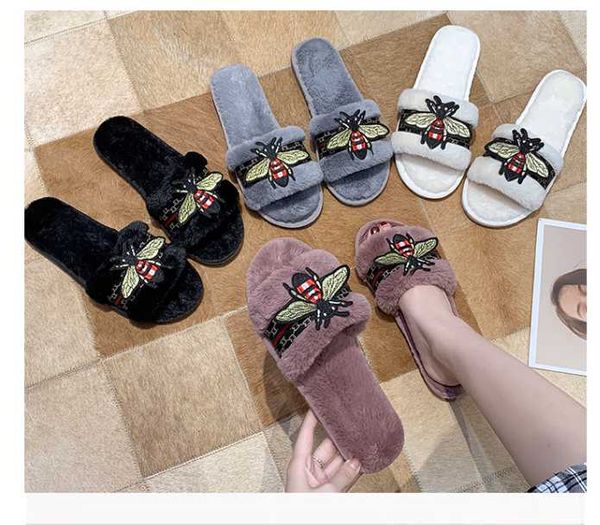 embroidered bee designer women slippers warm shoes woman slip on flats slides female faux fur zapatillas mujer, Black
embroidered bee designer women slippers warm shoes woman slip on flats slides female faux fur zapatillas mujer, Black