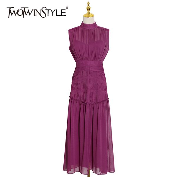 twotwinstyle vintage ruched dress for women stand collar sleeveless high waist chiffon midi dresses female 2021 fashion new tide, Black;gray
twotwinstyle vintage ruched dress for women stand collar sleeveless high waist chiffon midi dresses female 2021 fashion new tide, Black;gray