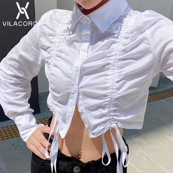 blouse women's long sleeve turn down neck shirt single-breasted drawstring bandage crop street short female blouses & shirts, White
blouse women's long sleeve turn down neck shirt single-breasted drawstring bandage crop street short female blouses & shirts, White