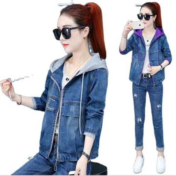 women's jackets 2021 autumn winter hooded denim jacket loose short embroidered slim jeans coat, Black;brown
women's jackets 2021 autumn winter hooded denim jacket loose short embroidered slim jeans coat, Black;brown