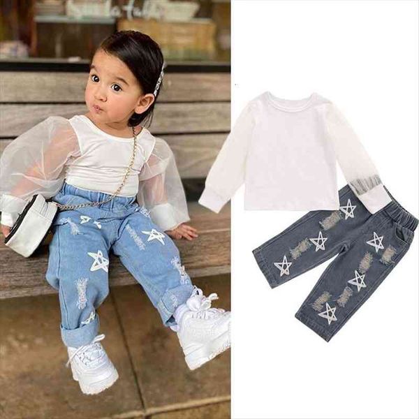 toddler baby girls spring clothes sets 0 4y mesh lace long sleeve pullover ripped denim pants 2pcs set, White
toddler baby girls spring clothes sets 0 4y mesh lace long sleeve pullover ripped denim pants 2pcs set, White