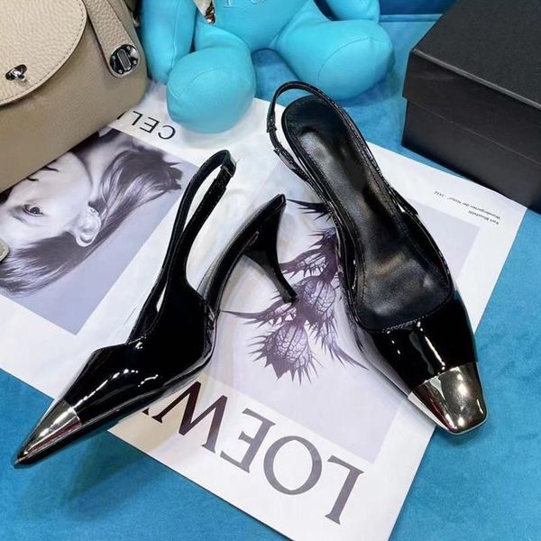 sandals women's patent leather shoes iron toe design back strap ladies dress designer woman, Black
sandals women's patent leather shoes iron toe design back strap ladies dress designer woman, Black