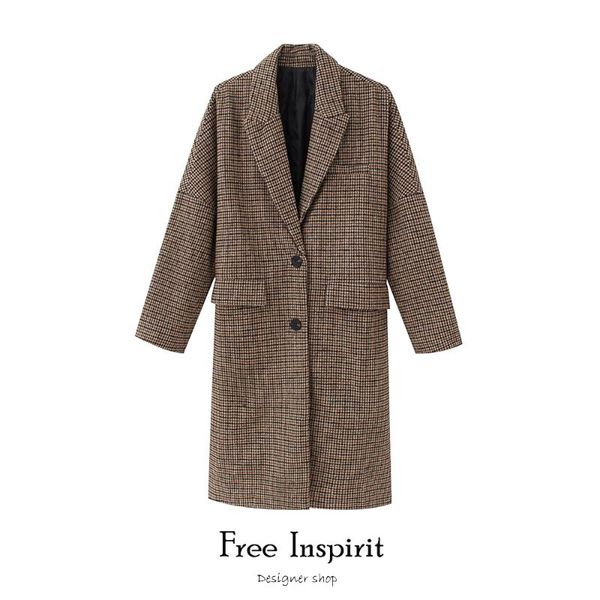 women's wool & blends inspirit 2021 arrival winter female thousand bird lattice loose casual long coat, Black
women's wool & blends inspirit 2021 arrival winter female thousand bird lattice loose casual long coat, Black