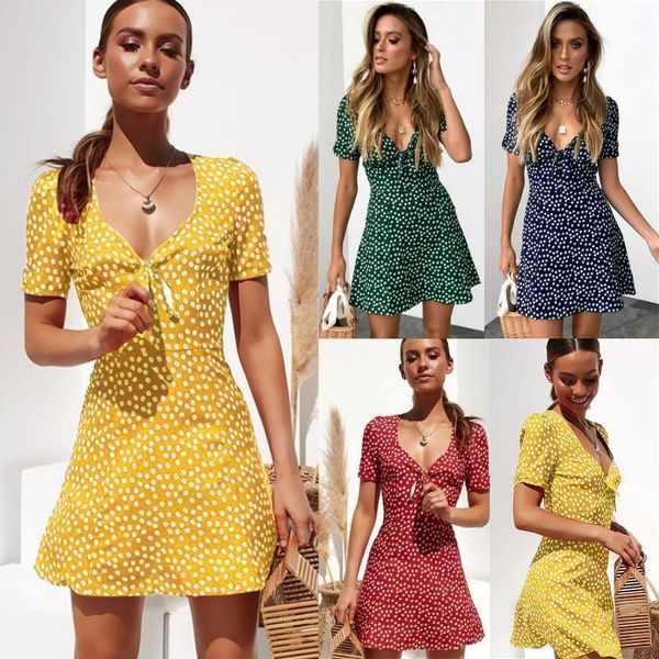 women dress summer short sleeve v neck floral mini casual party beach bohemian dresses female harajuku, Black;gray
women dress summer short sleeve v neck floral mini casual party beach bohemian dresses female harajuku, Black;gray