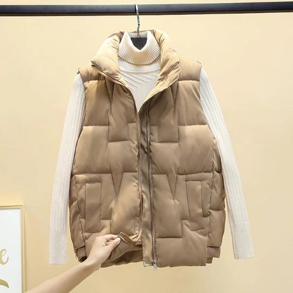 women's vests short zipper stand collar winter women down vest casual loose solid ladies cotton padded waistcoat sleeveless jacket for, Black;white
women's vests short zipper stand collar winter women down vest casual loose solid ladies cotton padded waistcoat sleeveless jacket for, Black;white