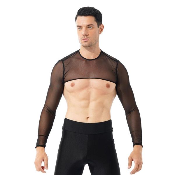 men's t-shirts men see-through mesh cropped shirts round neck long sleeve workout fitness crop gym sport casual clubwear, White;black
men's t-shirts men see-through mesh cropped shirts round neck long sleeve workout fitness crop gym sport casual clubwear, White;black