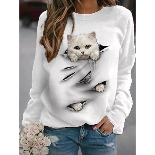 white cat pattern women's fashion 3d printing short slim t-shirt autumn long sleeve round neck basic casual
white cat pattern women's fashion 3d printing short slim t-shirt autumn long sleeve round neck basic casual