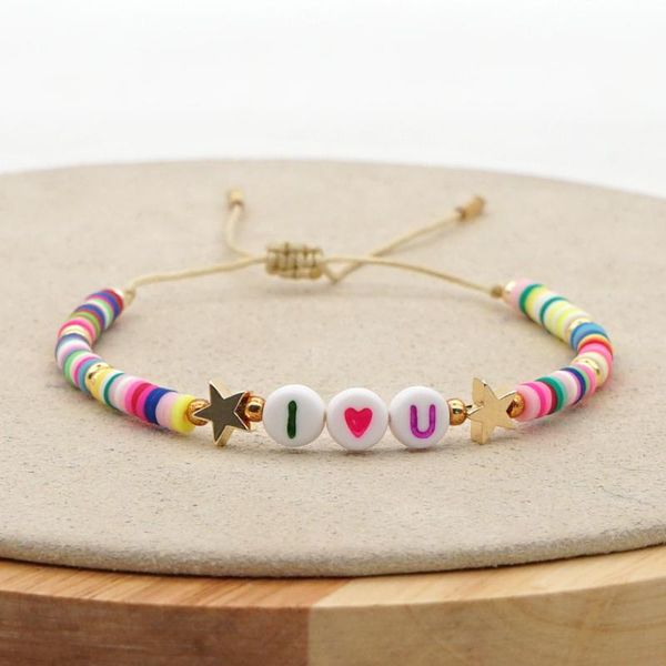 beaded, strands rainbow soft pottery 4mm star letter color handmade beaded girls gift bohemian style bracelet, Black
beaded, strands rainbow soft pottery 4mm star letter color handmade beaded girls gift bohemian style bracelet, Black