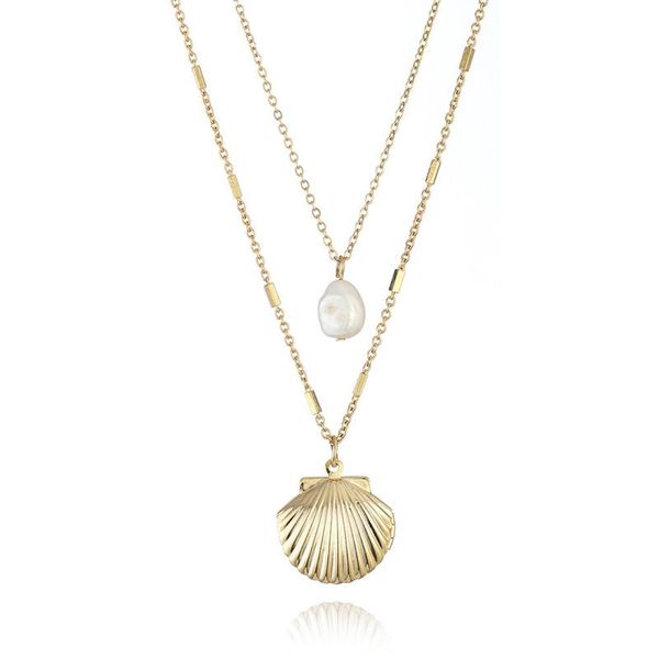 pendant necklaces gojomem gold plated irregular fresh water pearl shell shape lover's po stored double layer suit for women, Silver
pendant necklaces gojomem gold plated irregular fresh water pearl shell shape lover's po stored double layer suit for women, Silver