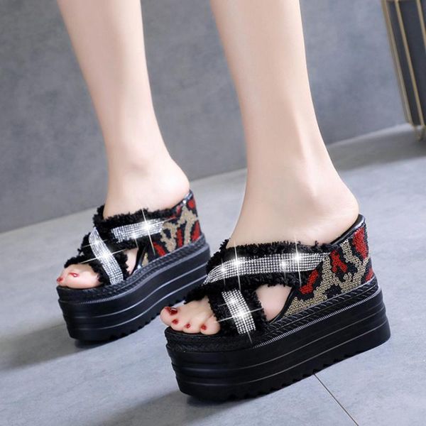 ladies slippers and sandals summer rhinestone white platform wedges shoes for women casual wedge woman, Black
ladies slippers and sandals summer rhinestone white platform wedges shoes for women casual wedge woman, Black