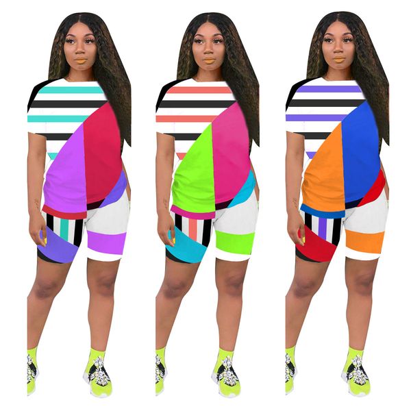 summer geometric stripe contrast color print panelled casual sport 2pcs set female clothing womens designer tracksuits, Gray
summer geometric stripe contrast color print panelled casual sport 2pcs set female clothing womens designer tracksuits, Gray