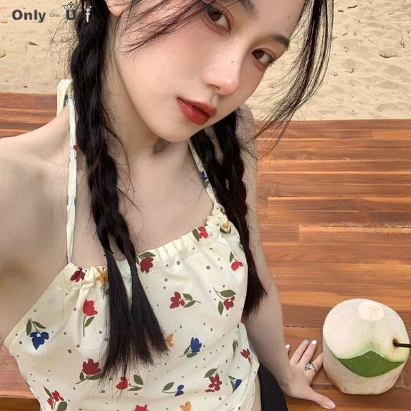 casual dresses floral halter vest for women in summer, Black;gray 
casual dresses floral halter vest for women in summer, Black;gray