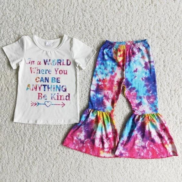 clothing sets baby girl tie dye summer chidlren boutique short sleeve letter shirt colorful bell-bottomed pants infant toddle outfits, White
clothing sets baby girl tie dye summer chidlren boutique short sleeve letter shirt colorful bell-bottomed pants infant toddle outfits, White