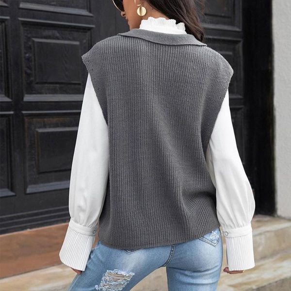 women's vests lady casual solid color turndown collar knitted vest autumn winter sweater sleeveless for travel, Black;white
women's vests lady casual solid color turndown collar knitted vest autumn winter sweater sleeveless for travel, Black;white