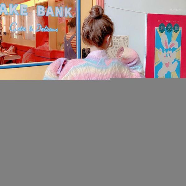 women's jackets rainbow knitted cardigan women autumn winter sweet kawaii sweater coat female long korean button down fall 2021, Black;brown
women's jackets rainbow knitted cardigan women autumn winter sweet kawaii sweater coat female long korean button down fall 2021, Black;brown