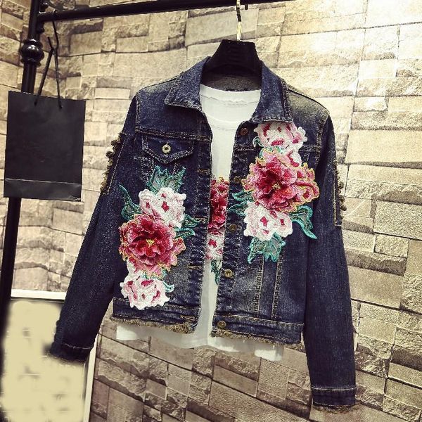 women's jackets 2021 autumn women rose embroidery denim ripped jacket sequin beading jeans hole bomber outwear, Black;brown
women's jackets 2021 autumn women rose embroidery denim ripped jacket sequin beading jeans hole bomber outwear, Black;brown