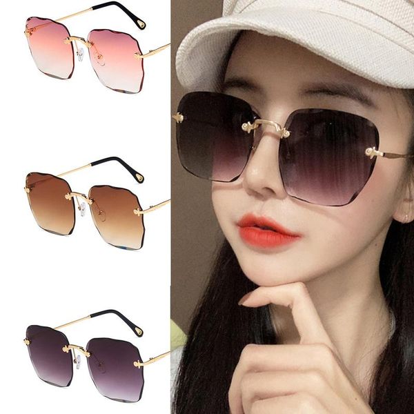 sunglasses women's retro trendy rimless square lens gradient color sunglass outdoor street men's wild eyewear unisex, White;black
sunglasses women's retro trendy rimless square lens gradient color sunglass outdoor street men's wild eyewear unisex, White;black
