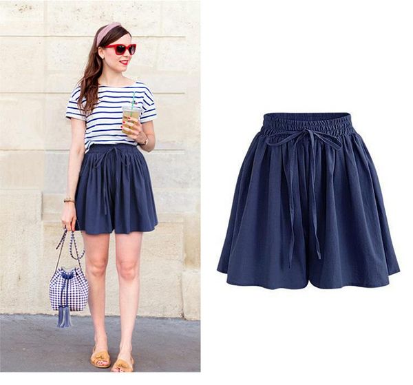 women's shorts summer women casual skirt plus size 6xl solid color elastic bow waist female loose big, White;black
women's shorts summer women casual skirt plus size 6xl solid color elastic bow waist female loose big, White;black
