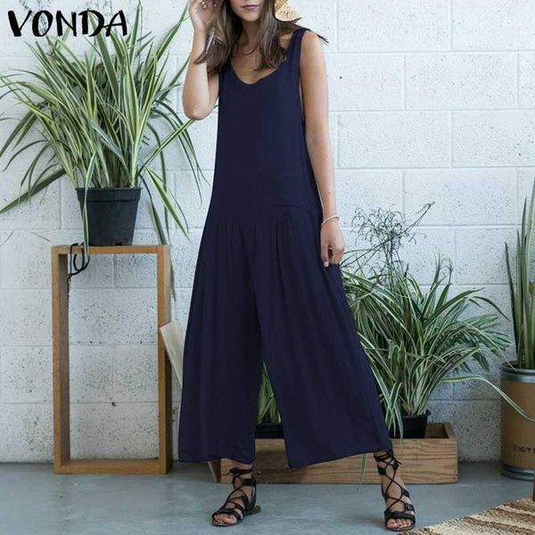 women's jumpsuits & rompers vonda elegant jumpsuit 2021 casual loose wide leg pants sleeveless hollow long playsuits plus size overalls, Black;white
women's jumpsuits & rompers vonda elegant jumpsuit 2021 casual loose wide leg pants sleeveless hollow long playsuits plus size overalls, Black;white