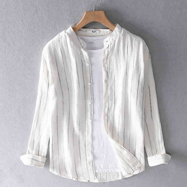 men's t-shirts stand collar white striped linen shirts brand long sleeve summer for men comfortable casual shirt mens chemise camisa 7b, White;black
men's t-shirts stand collar white striped linen shirts brand long sleeve summer for men comfortable casual shirt mens chemise camisa 7b, White;black