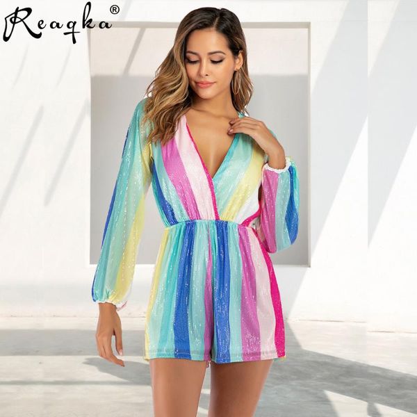women's jumpsuits & rompers reaqka 2021 arrivals full sleeve sequined playsuits for women striped print deep v neck loose female casual, Black;white
women's jumpsuits & rompers reaqka 2021 arrivals full sleeve sequined playsuits for women striped print deep v neck loose female casual, Black;white