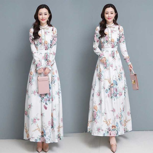 spring autumn elegant women chiffon print long sleeve dresses boho casual o-neck dress 210531, Black;gray
spring autumn elegant women chiffon print long sleeve dresses boho casual o-neck dress 210531, Black;gray