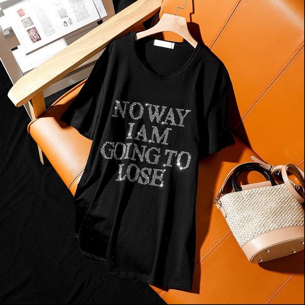 summer women t shirt europe style fashion loose plue size short sleeved for personality letter diamond female, White
summer women t shirt europe style fashion loose plue size short sleeved for personality letter diamond female, White
