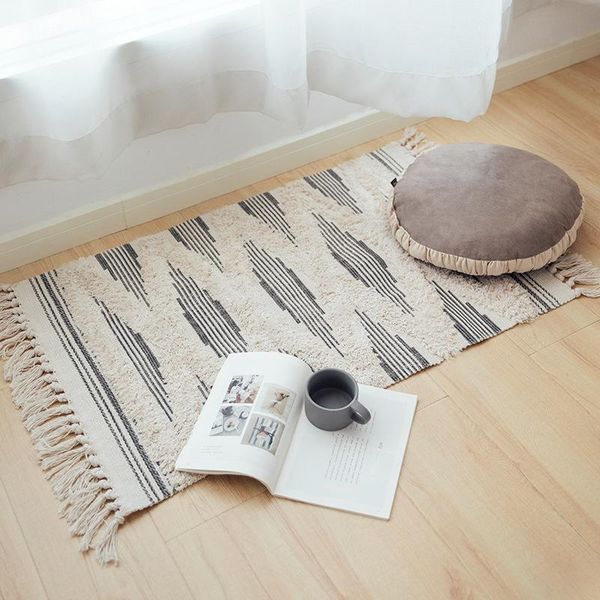 nordic minimalist retro tassel floor mats tufted cotton carpet hand knitted printing pad small area rug non slip blanket 60*90cm carpets
nordic minimalist retro tassel floor mats tufted cotton carpet hand knitted printing pad small area rug non slip blanket 60*90cm carpets