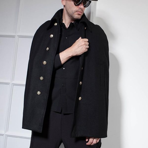men's wool & blends european and american autumn winter woolen coat bat shirt male cape shawl double-breasted lapel, Black
men's wool & blends european and american autumn winter woolen coat bat shirt male cape shawl double-breasted lapel, Black