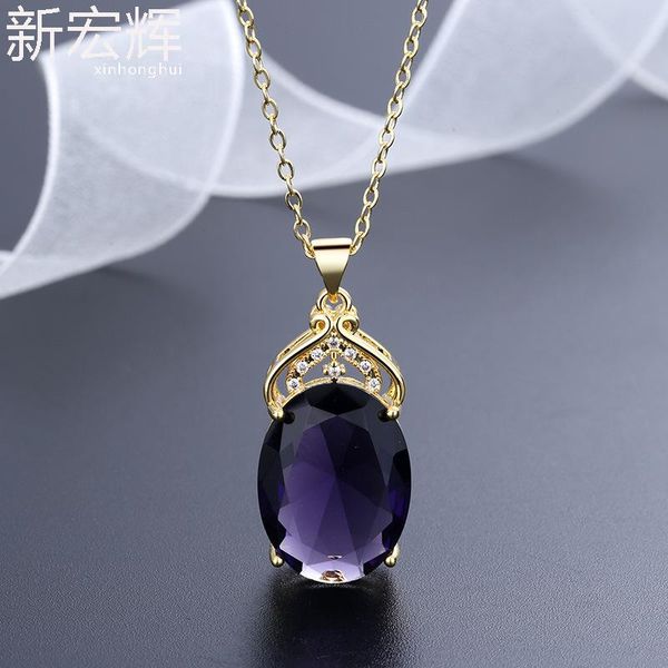 pendant necklaces fashion luxury set zircon amethyst necklace charm women's banquet jewelry accessories girl clavicle chain, Silver
pendant necklaces fashion luxury set zircon amethyst necklace charm women's banquet jewelry accessories girl clavicle chain, Silver