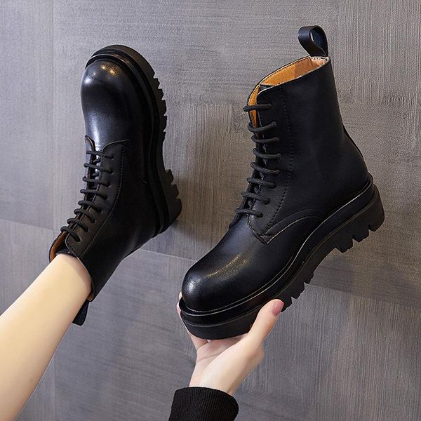 boots riding women's autumn thick-soled heightening plus velvet high-flat-bottom lace-up british style pla, Black
boots riding women's autumn thick-soled heightening plus velvet high-flat-bottom lace-up british style pla, Black