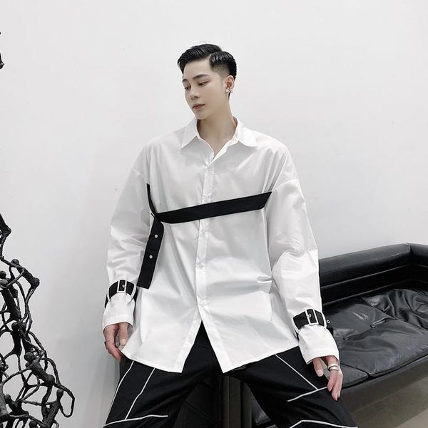 male harajuku streetwear vintage fashion dress shirts stage clothing men belt long sleeve casual loose shirt men's, White;black
male harajuku streetwear vintage fashion dress shirts stage clothing men belt long sleeve casual loose shirt men's, White;black