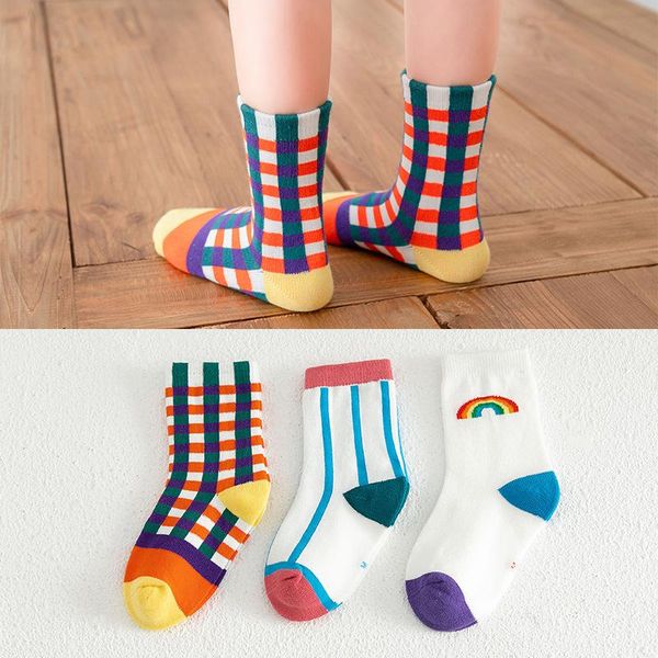 cute rainbow baby boy girls socks spring winter cotton girl soft plaid children 3 pairs/lot infant, Pink;yellow 
cute rainbow baby boy girls socks spring winter cotton girl soft plaid children 3 pairs/lot infant, Pink;yellow