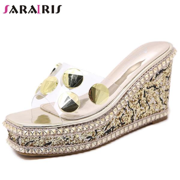 sarairis open toe bling golden pumps women summer party dress ladies platform high wedges pvc shoes, Black
sarairis open toe bling golden pumps women summer party dress ladies platform high wedges pvc shoes, Black